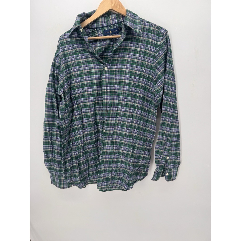 Ralph Lauren Classic Fit Green Plaid Men's Button Down Long Sleeve Shirt Medium